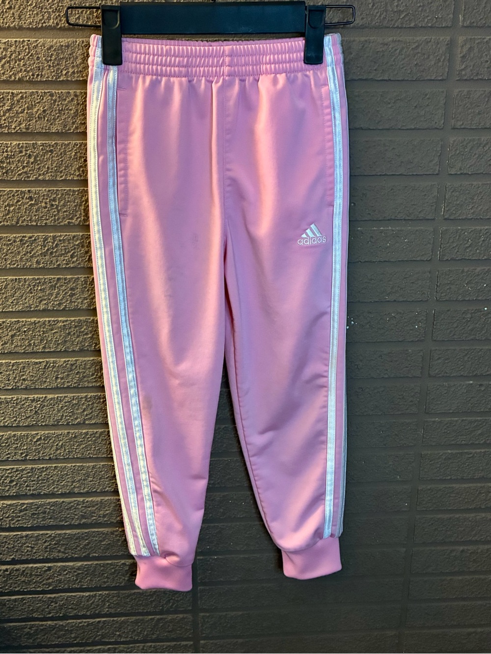 adidas Pink Girls' Joggers with White Side Stripes